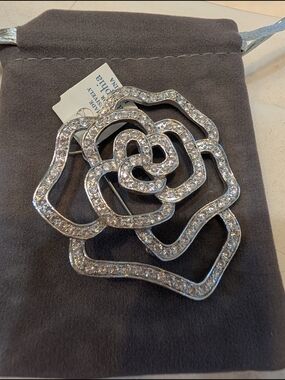 Lia Sophia Silver-Tone Crystal Floral Brooch